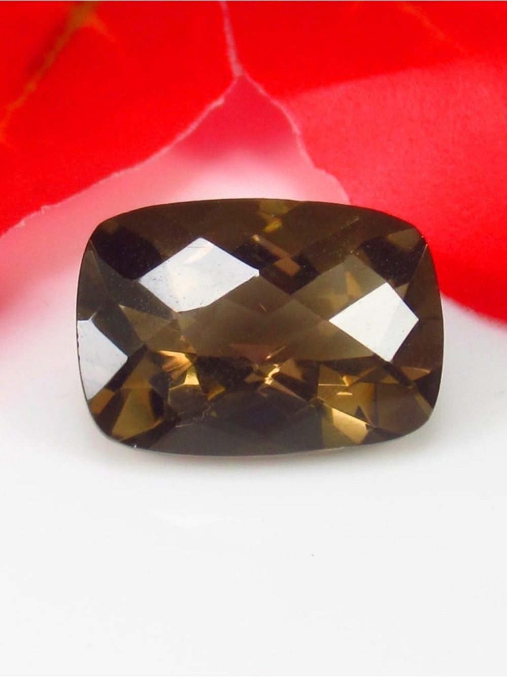 6.39 Ct Natural Choco Smoky Quartz Cushion Chckerboard Cut